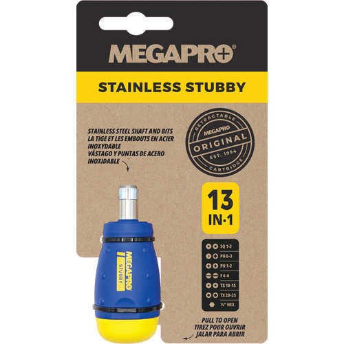 13-in-1 Stubby Screwdriver, 4-1/2" L, Plastic Handle Mukwa Safety Services