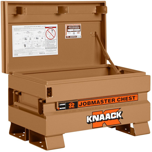 Model 32 Jobsite Chest with Padlock, 32" x 19" x 19", Steel, Tan Mukwa Safety Services