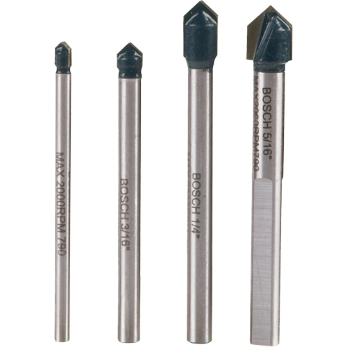Glass & Tile Drill Bit Set, 4 Pieces, Carbide Mukwa Safety Services