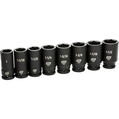 6 Point SAE Socket Set, 8 Pcs, Impact, 3/4" Drive Size, Deep Mukwa Safety Services