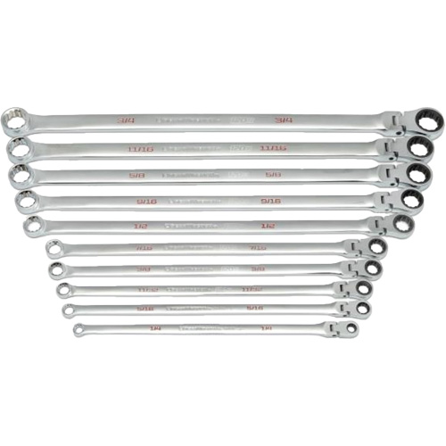 120XP Universal Spline XL Flex Head GearBox Wrench Set, Ratcheting Box, 10 Pieces, Imperial Mukwa Safety Services