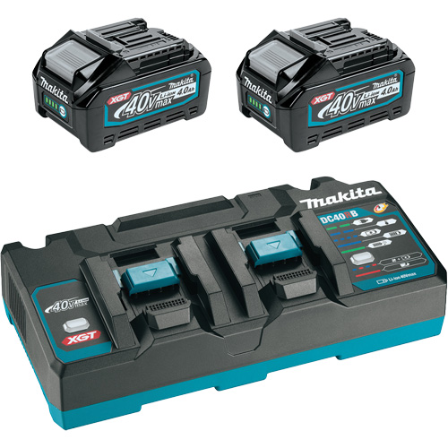 Ensemble de d&eacute;part XGT avec chargeur rapide &agrave; deux ports et deux batteries de 4?Ah, 40 V, Lithium-ion Mukwa Safety Services