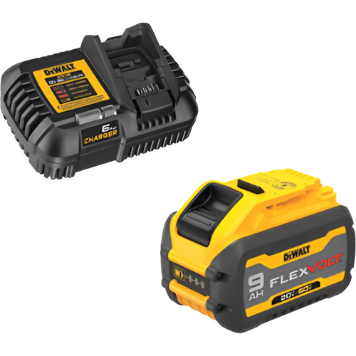 MAX FLEXVOLT Battery & Charger Kit, Lithium-Ion, 20 V/60 V, 9 Ah Mukwa Safety Services
