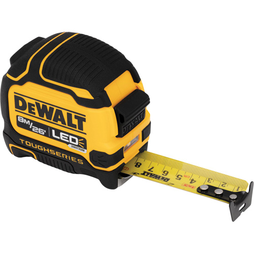 TOUGHSERIES Lighted Tape Measure, 26'/8 m, Imperial & Metric Graduations Mukwa Safety Services