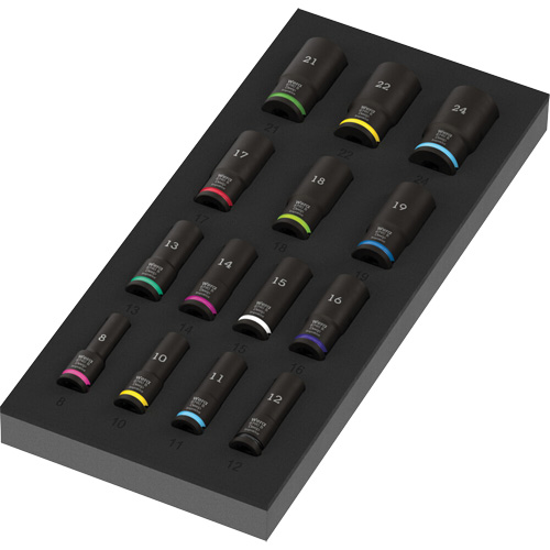 Foam Insert Zyklop B Impaktor Deep Socket Set 1, 15 Pcs, Impact, 3/8" Drive Size, Deep Mukwa Safety Services