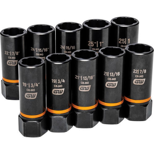 Bolt Biter Extraction Socket Set, 10 Pcs, Impact, 1/2" Drive Size, Deep Mukwa Safety Services