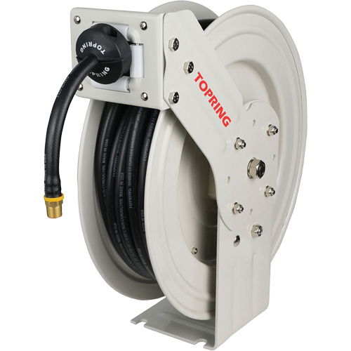 MAXREEL Single-Arm Automatic Rewind L Hose Reel with Rubber Hose, Air, 3/8" x 50', Single Hose, 250 PSI Mukwa Safety Services