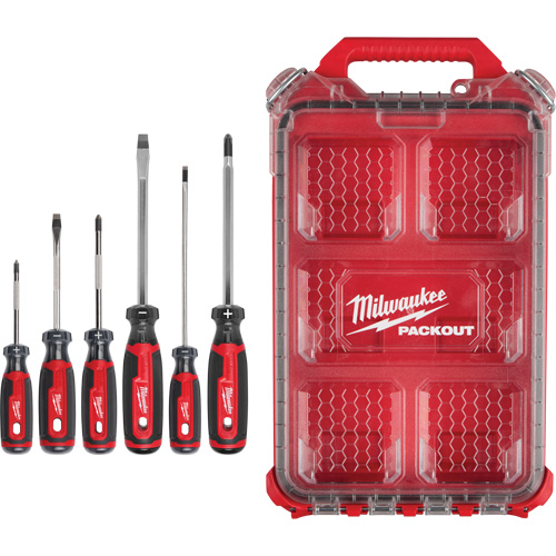 Cushion Grip Screwdrivers Set with PACKOUT Low-Profile Compact Organizer, 6 Pcs. Mukwa Safety Services