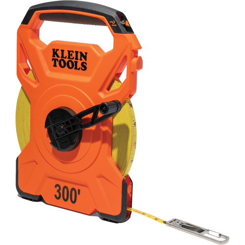 Open Reel Tape Measure with Single Hook and Carabiner, 1/2" x 300', 1/10" Graduations Mukwa Safety Services