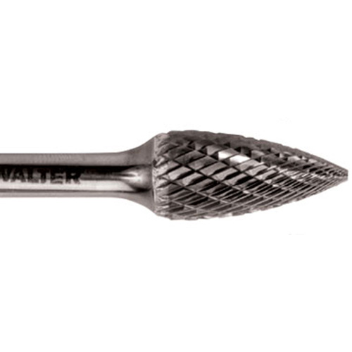 Double Cut Tapered Burr, SG-5, 1/2" Dia., 1/4" Shank, 1" Depth of Cut Mukwa Safety Services