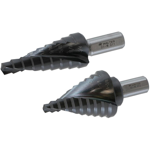 Multi-Step Drill Bit, 1/4" - 1-3/8" , 1/8" Increments, High Speed Steel Mukwa Safety Services