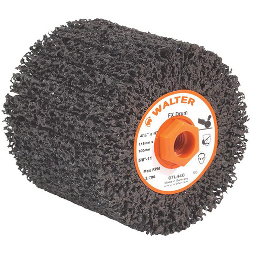 Tambour de finition FX, 4-1/4" dia. x 4" la, 5/8"-11 Arbre, Grain Cors&eacute; Mukwa Safety Services