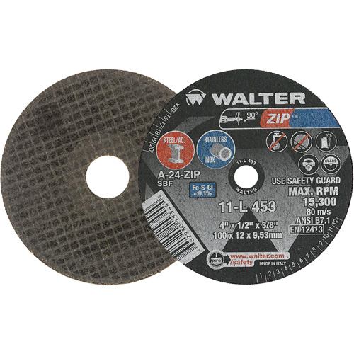 Meule &agrave; tronçonner Zip, 4" x 1/2", Arbre de 3/8", Type 1 Mukwa Safety Services