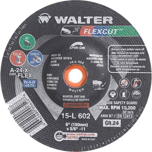 Flexcut Depressed Centre Grinding Wheels, 4-1/2", 36 Grit, Aluminum Oxide, 5/8"-11, 13300 RPM, Type 29 Mukwa Safety Services