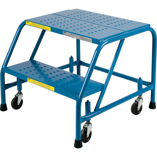 Rolling Step Ladder, 2 Steps, 18" Step Width, 19" Platform Height, Steel Mukwa Safety Services