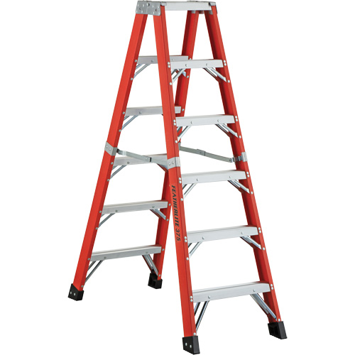 6600 AA Series Industrial Extra Heavy-Duty 2-Way Stepladders, Fibreglass, 375 lbs. Capacity, 4' Mukwa Safety Services