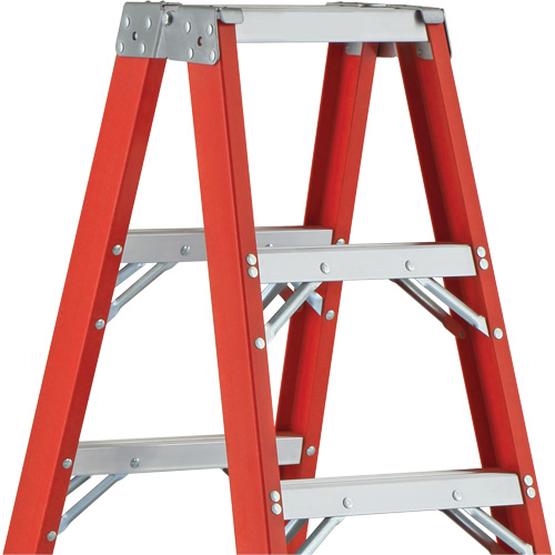 6600 AA Series Industrial Extra Heavy-Duty 2-Way Stepladders, Fibreglass, 375 lbs. Capacity, 4' Mukwa Safety Services