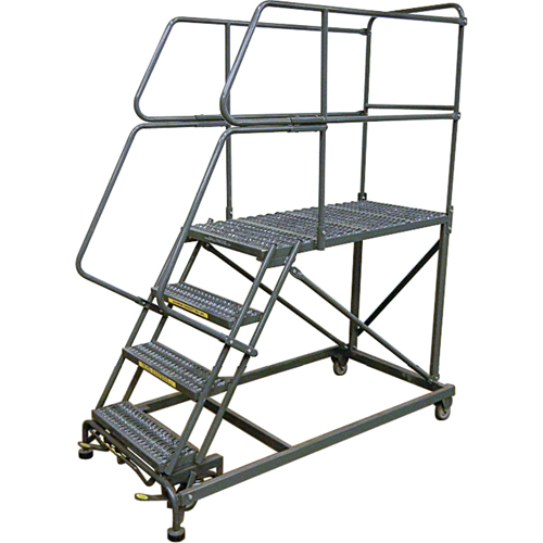 Plateformes de travail mobiles, Acier, 4 Marches, 40" ha, 36" p, 24" Marche, Stri&eacute; Mukwa Safety Services