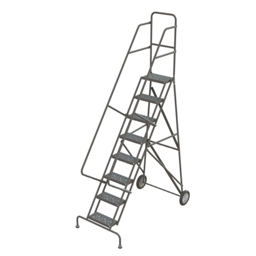 &eacute;chelles roulantes en acier, 8 marches, Largeur de la marche 16", Hauteur de la plateforme 80", Acier Mukwa Safety Services