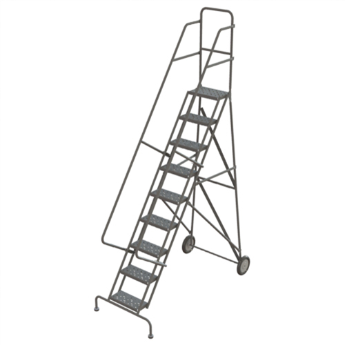 &eacute;chelles roulantes en acier, 9 marches, Largeur de la marche 16", Hauteur de la plateforme 90", Acier Mukwa Safety Services