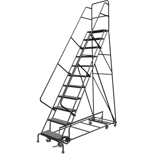 &eacute;chelles roulantes multidirectionnelles, 11 marches, Largeur de la marche 24", Hauteur de la plateforme 110", Acier Mukwa Safety Services