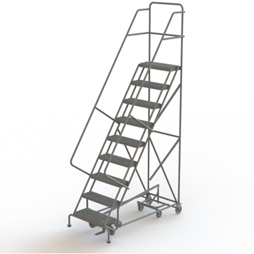 &eacute;chelles roulantes multidirectionnelles, 9 marches, Largeur de la marche 24", Hauteur de la plateforme 90", Acier Mukwa Safety Services