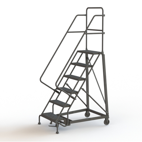 Heavy Duty Rolling Ladder, 6 Steps, 24" Step Width, 60" Platform Height, Steel Mukwa Safety Services