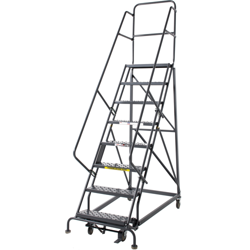 Heavy Duty Rolling Ladder, 8 Steps, 24" Step Width, 80" Platform Height, Steel Mukwa Safety Services