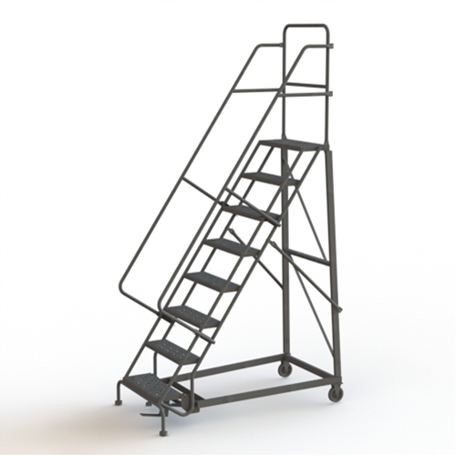 &eacute;chelles roulantes robustes, 8 marches, Largeur de la marche 24", Hauteur de la plateforme 80", Acier Mukwa Safety Services
