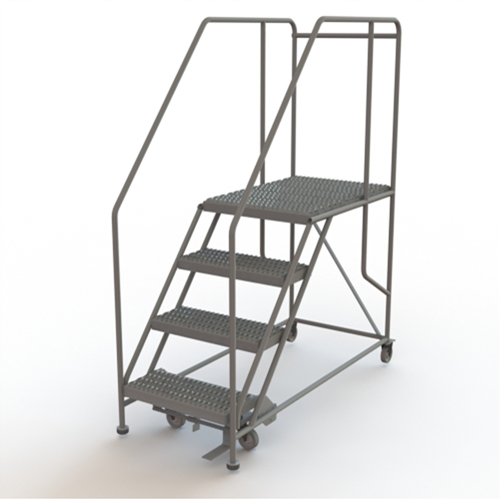 Mobile Work Platform, Steel, 4 Steps, 40" H, 35" D, 24" Step, Serrated Mukwa Safety Services