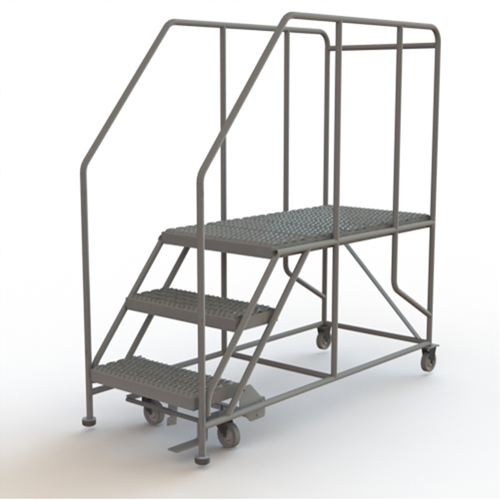 Plateforme de travail mobile, Acier, 3 Marches, 30" ha, 47" p, 24" Marche, Stri&eacute; Mukwa Safety Services