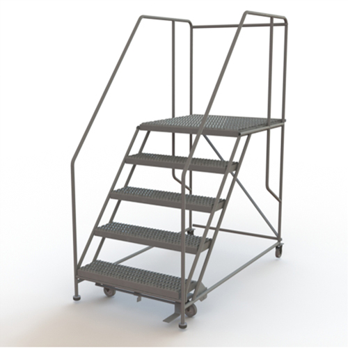 Plateforme de travail mobile, Acier, 5 Marches, 50" ha, 36" p, 36" Marche, Stri&eacute; Mukwa Safety Services