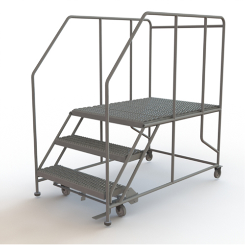 Plateforme de travail mobile, Acier, 3 Marches, 30" ha, 48" p, 36" Marche, Stri&eacute; Mukwa Safety Services
