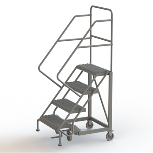 Safety Slope Rolling Ladder, 4 Steps, Serrated, 50° Incline, 40" High Mukwa Safety Services