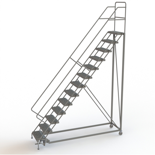 Safety Slope Rolling Ladder, 13 Steps, Serrated, 50° Incline, 130" High Mukwa Safety Services