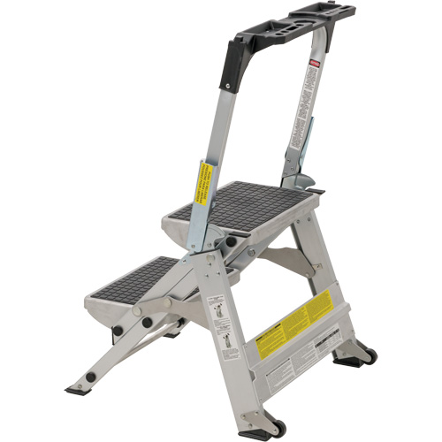 Tilt & Roll Step Stool Ladder, 2 Steps, 23" x 21" x 34.50" High Mukwa Safety Services