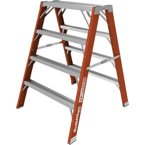 Buildman Step-up Workbench, 4' H x 36.25" W x 40.5" D, 300 lbs. Capacity, Fibreglass Mukwa Safety Services
