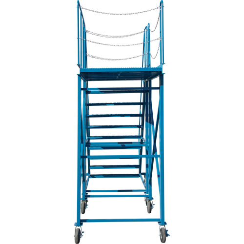 Snow Ladder, Steel, 10 Steps, 99" H, 85-1/2" D, 48" Step, Serrated Mukwa Safety Services