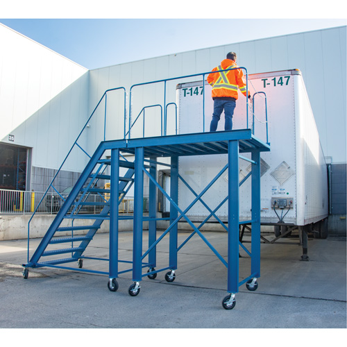 Snow Ladder, Steel, 10 Steps, 99" H, 85-1/2" D, 48" Step, Serrated Mukwa Safety Services