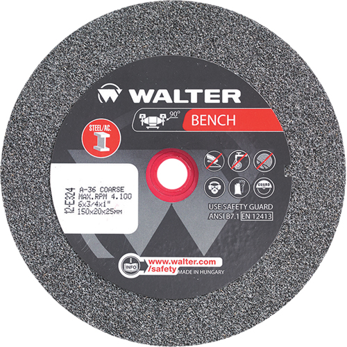 Meules pour rectifieuses d'&eacute;tabli, 6" x 3/4", Arbre de 1", 1 Mukwa Safety Services