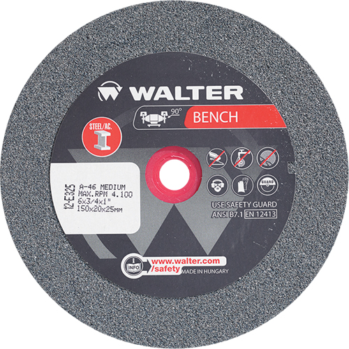 Meules pour rectifieuses d'&eacute;tabli, 6" x 3/4", Arbre de 1", 1 Mukwa Safety Services