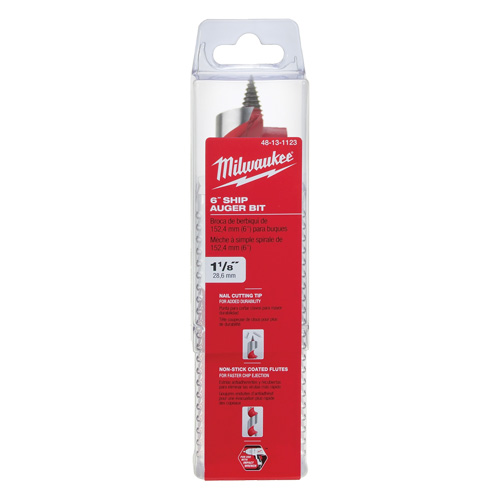 Longue m&egrave;che h&eacute;licoidale pour perceuse, Diam&egrave;tre de 1-1/8", Cannelure 3", Tige 7/16" hexagonal Mukwa Safety Services