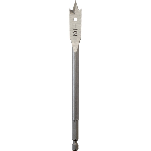 Flat Boring Bit, 1/2" Diameter, 1/4" Hex Shank, 6" Length Mukwa Safety Services