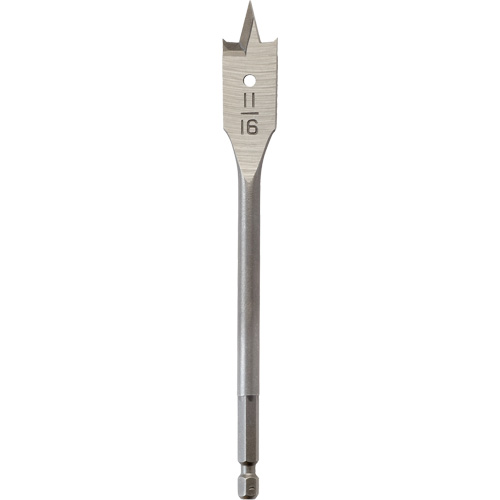 Flat Boring Bit, 11/16" Diameter, 1/4" Hex Shank, 6-1/8" Length Mukwa Safety Services