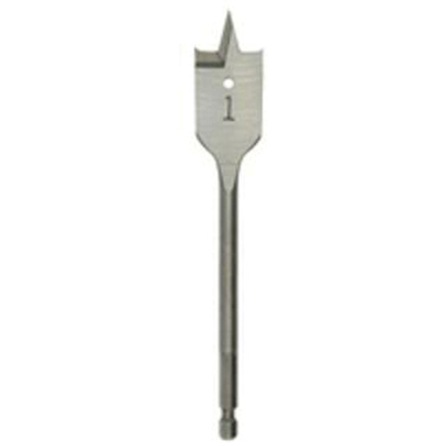 Flat Boring Bit, 1-1/8" Diameter, 1/4" Hex Shank, 6" Length Mukwa Safety Services