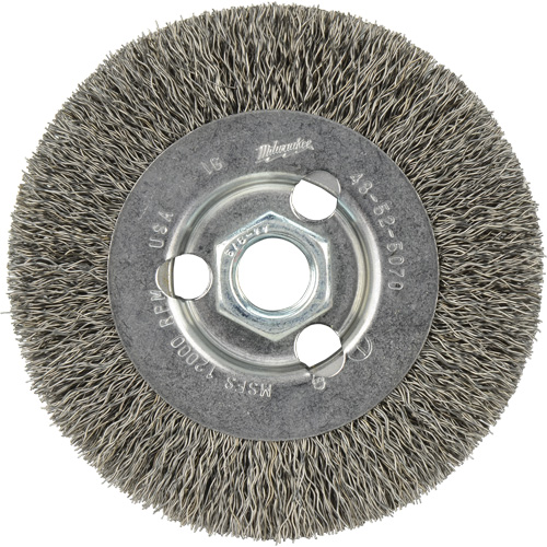 Disque &agrave; fils cr&ecirc;p&eacute;s, 4" dia., Fils 0,12", Arbre 5/8"-11 Mukwa Safety Services