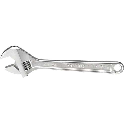 Adjustable Wrench, 12-1/8" L, 1-19/32" Max Width, Chrome Mukwa Safety Services