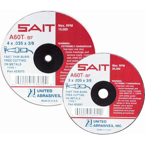 Cut-Off Wheel, 4" x 0.045", 5/8" Arbor, Type 27, Aluminum Oxide, 13500 RPM Mukwa Safety Services