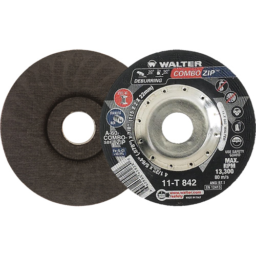 Meules &agrave; tronçonner renforc&eacute;es pour meuleuse &agrave; angle droit - Combo Zip, 4-1/2" x 5/64", Arbre de 7/8", Type 27 Mukwa Safety Services