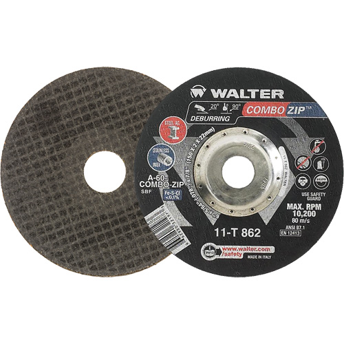 Right Angle Grinder Reinforced Cut-Off Wheels - Combo Zip, 6" x 5/64", 7/8" Arbor, Type 27 Mukwa Safety Services